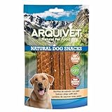 Arquivet Barritas de salmón con piel - Snacks naturales para perros - Chuches para perros - Golosinas para perros - Alimentación y comida para perros - Snacks caninos - 100 g